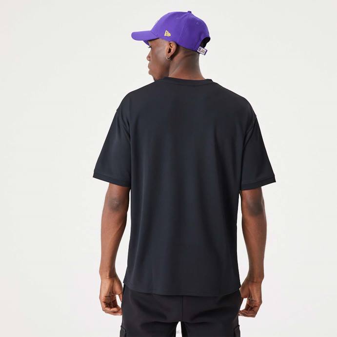 FFTN2887 New Era camiseta oversized preto la lakers nba script