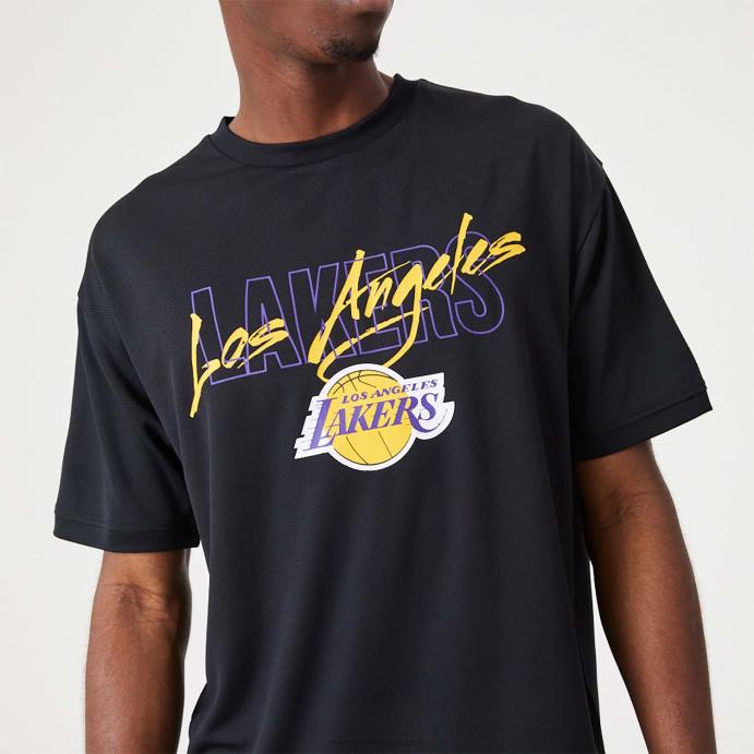 FFTN2887 New Era camiseta oversized preto la lakers nba script