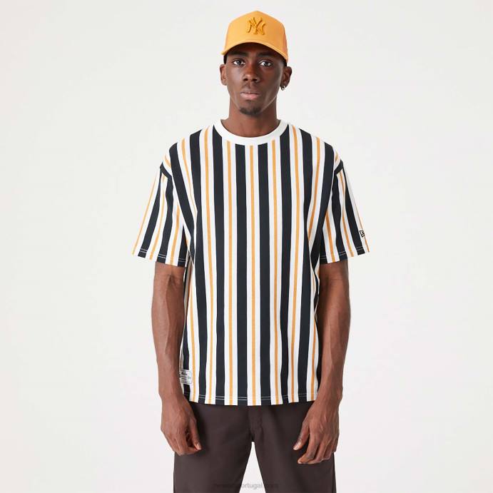 FFTN2888 New Era camiseta oversized listrada laranja média