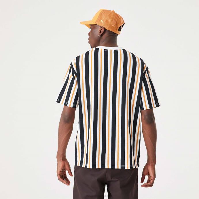 FFTN2888 New Era camiseta oversized listrada laranja média