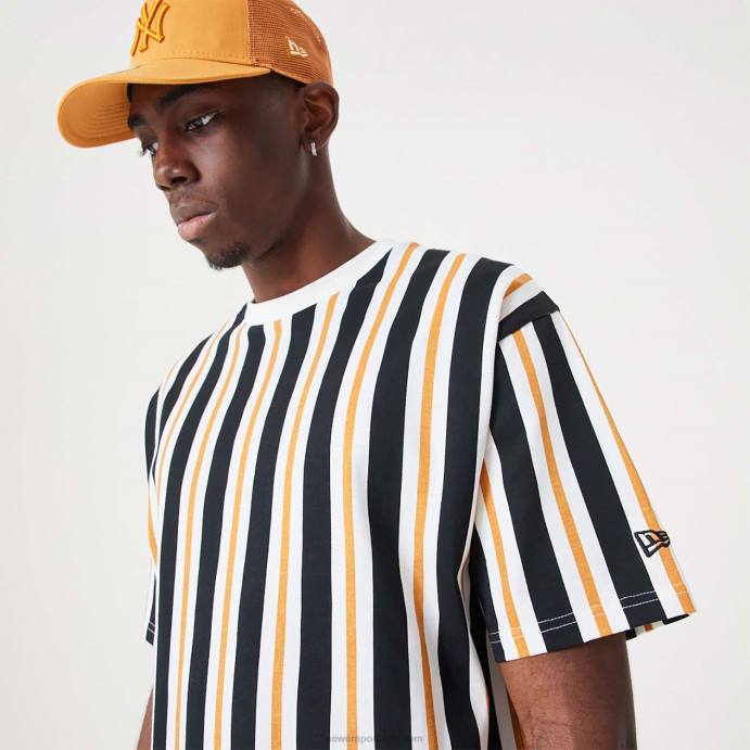 FFTN2888 New Era camiseta oversized listrada laranja média