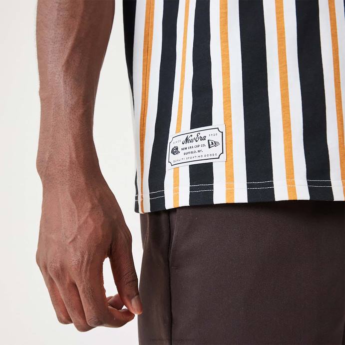 FFTN2888 New Era camiseta oversized listrada laranja média
