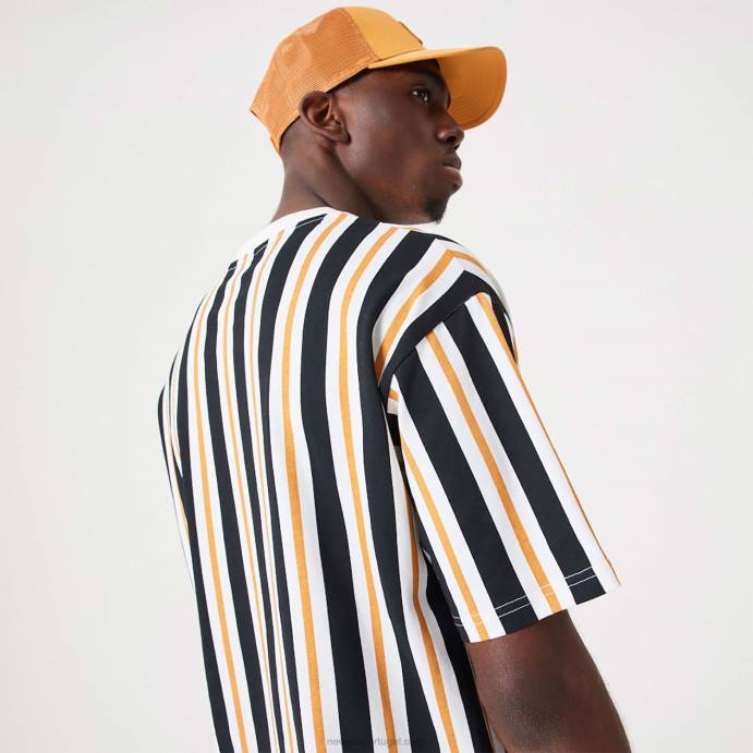 FFTN2888 New Era camiseta oversized listrada laranja média