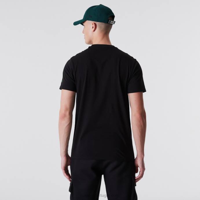 FFTN2890 New Era camiseta preta milwaukee bucks com contorno da nba