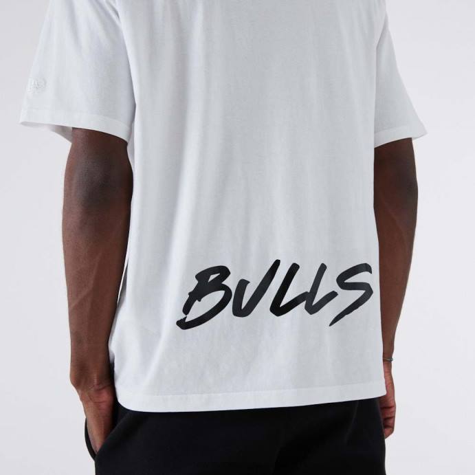 FFTN2891 New Era camiseta branca metalizada chicago bulls nba