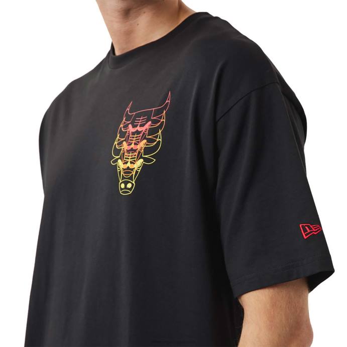 FFTN2893 New Era camiseta preta empilhada chicago bulls nba