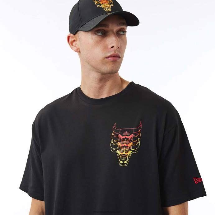 FFTN2893 New Era camiseta preta empilhada chicago bulls nba