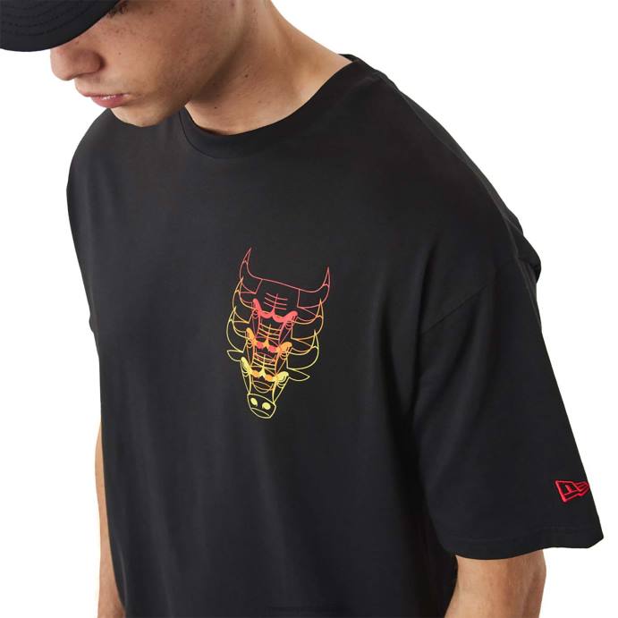 FFTN2893 New Era camiseta preta empilhada chicago bulls nba
