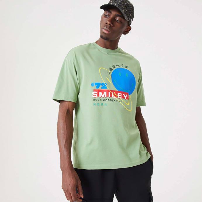 FFTN2894 New Era camiseta verde médio com logo smiley universe