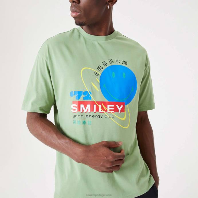 FFTN2894 New Era camiseta verde médio com logo smiley universe
