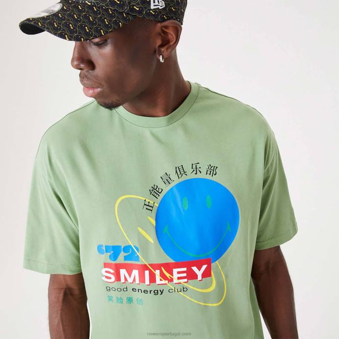 FFTN2894 New Era camiseta verde médio com logo smiley universe