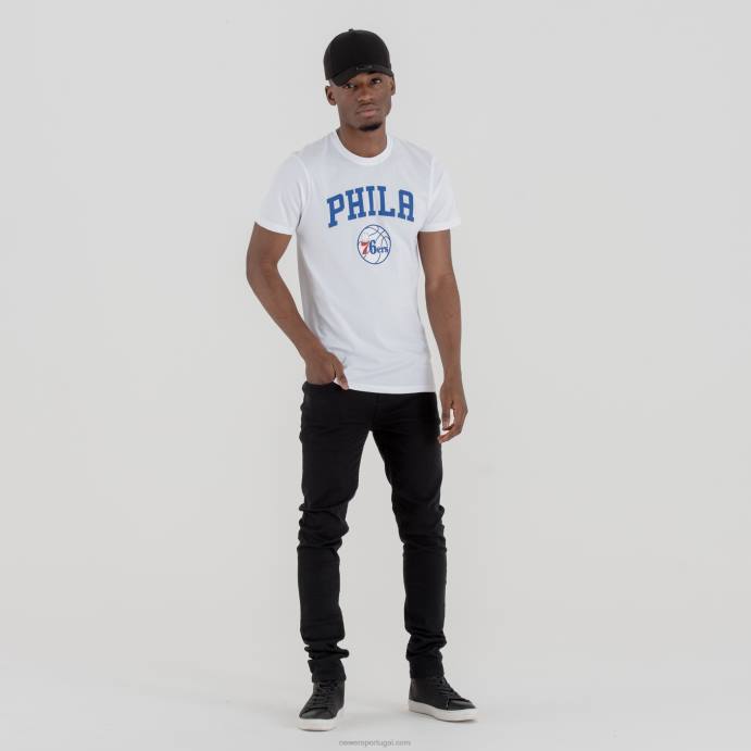 FFTN2896 New Era camiseta branca com logotipo do time nba philadelphia 76ers