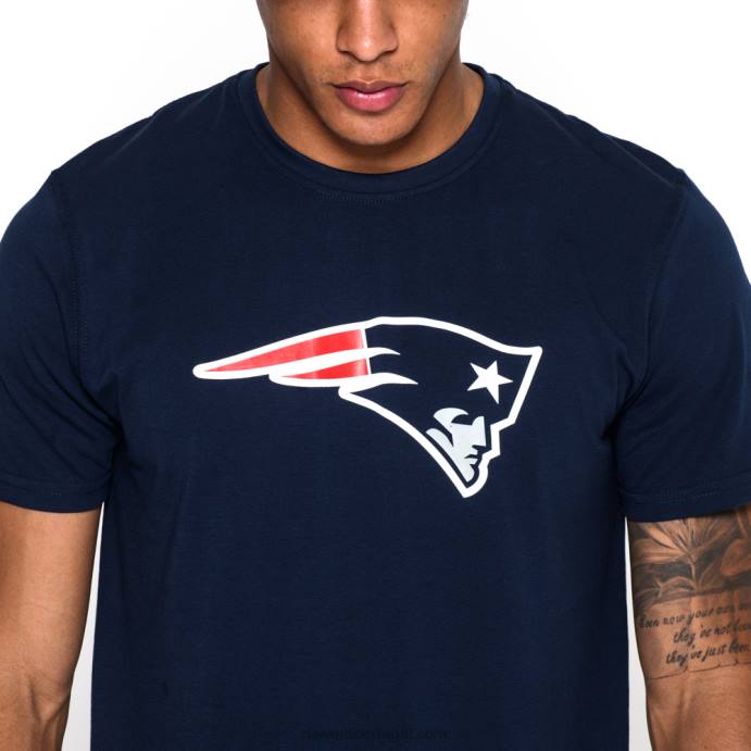 FFTN2897 New Era camiseta azul com logotipo do time new england patriots