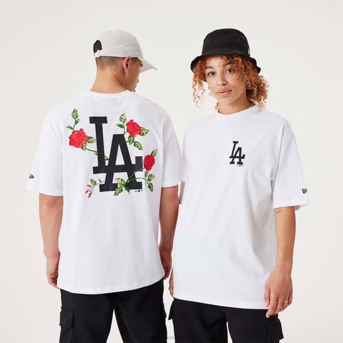 FFTN2899 New Era camiseta oversized branca com estampa floral la dodgers mlb