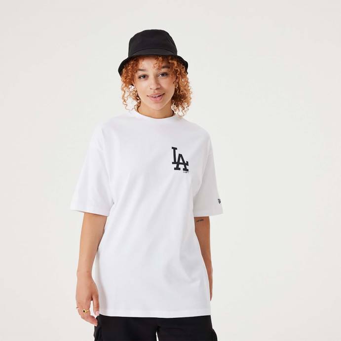 FFTN2899 New Era camiseta oversized branca com estampa floral la dodgers mlb