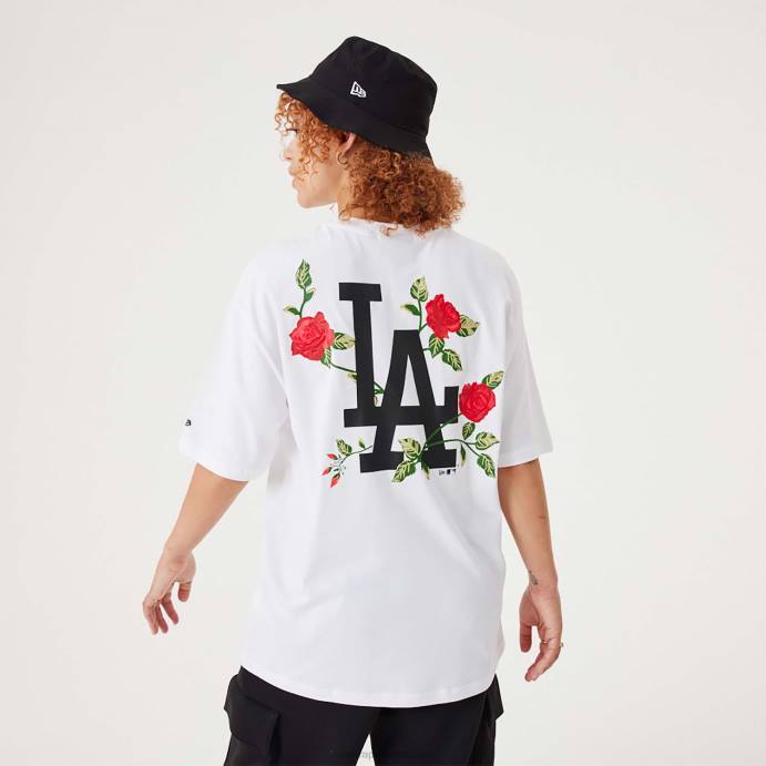 FFTN2899 New Era camiseta oversized branca com estampa floral la dodgers mlb