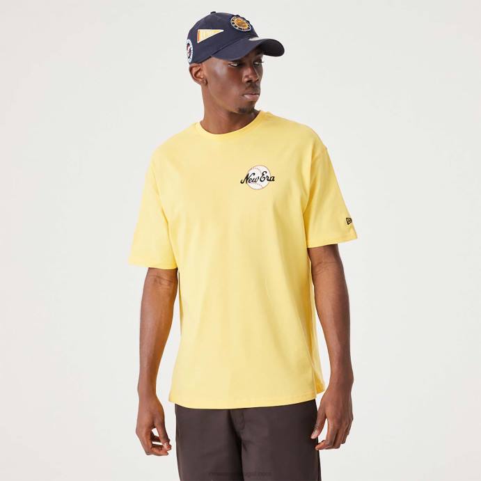 FFTN2900 New Era t-shirt oversized amarela escura com gráfico de ursos Heritage