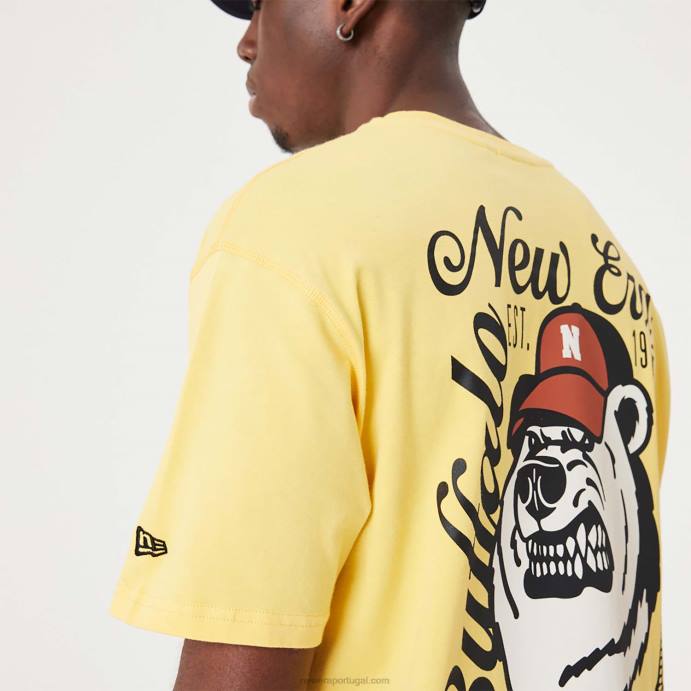 FFTN2900 New Era t-shirt oversized amarela escura com gráfico de ursos Heritage