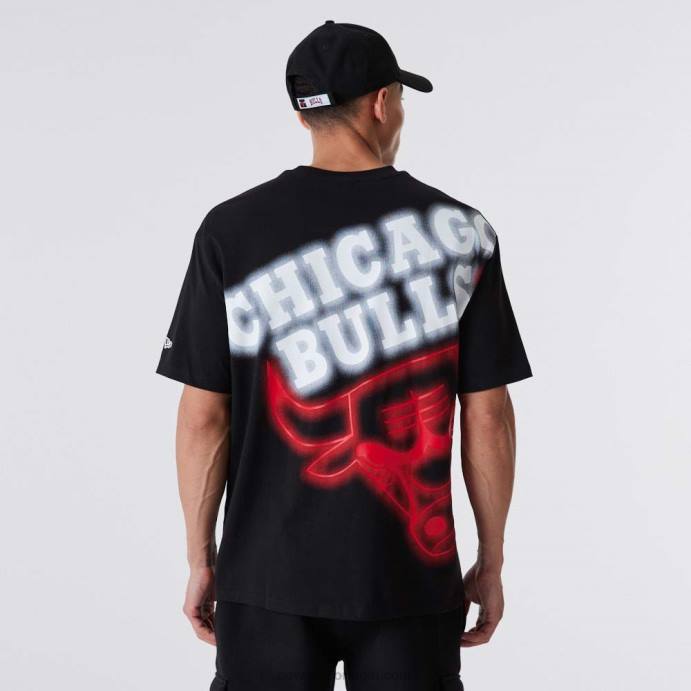 FFTN2903 New Era chicago bulls camiseta preta oversized neon