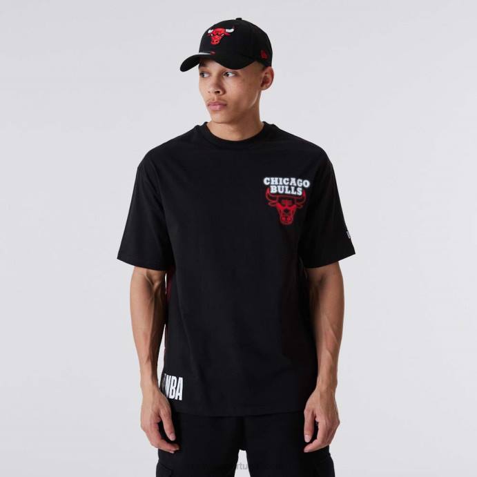 FFTN2903 New Era chicago bulls camiseta preta oversized neon