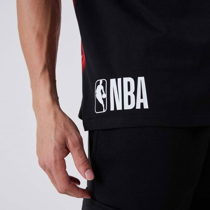 FFTN2903 New Era chicago bulls camiseta preta oversized neon