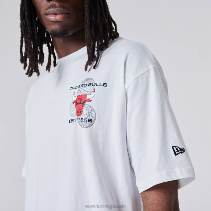 FFTN2904 New Era camiseta branca com gráfico de basquete chicago bulls