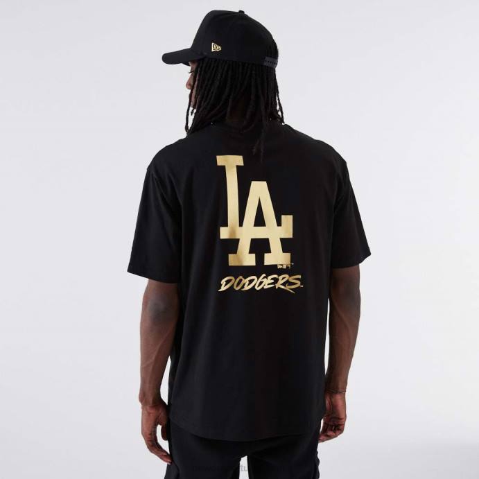 FFTN2905 New Era camiseta preta metalizada la dodgers mlb