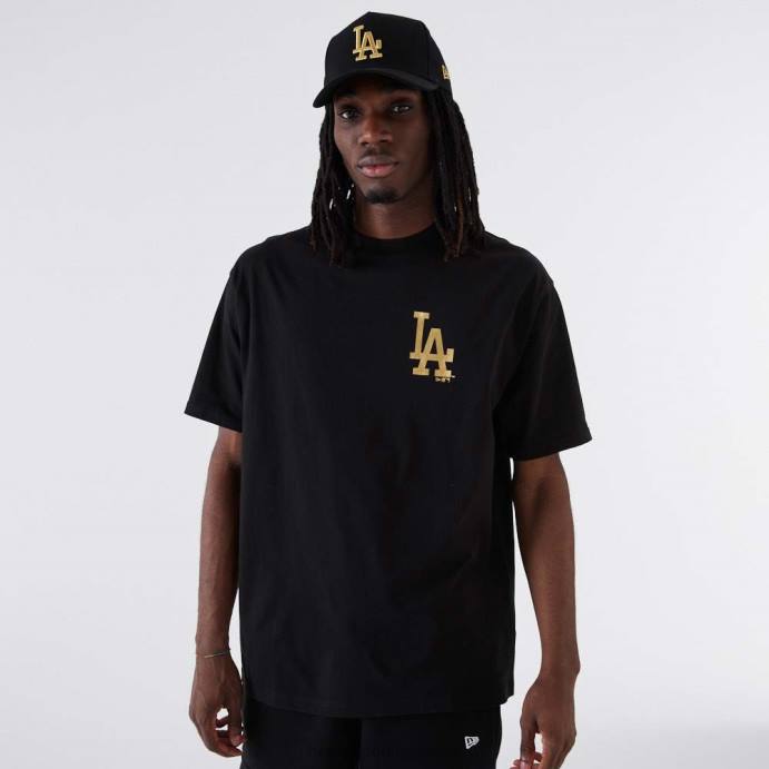 FFTN2905 New Era camiseta preta metalizada la dodgers mlb