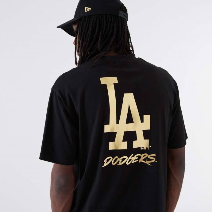 FFTN2905 New Era camiseta preta metalizada la dodgers mlb