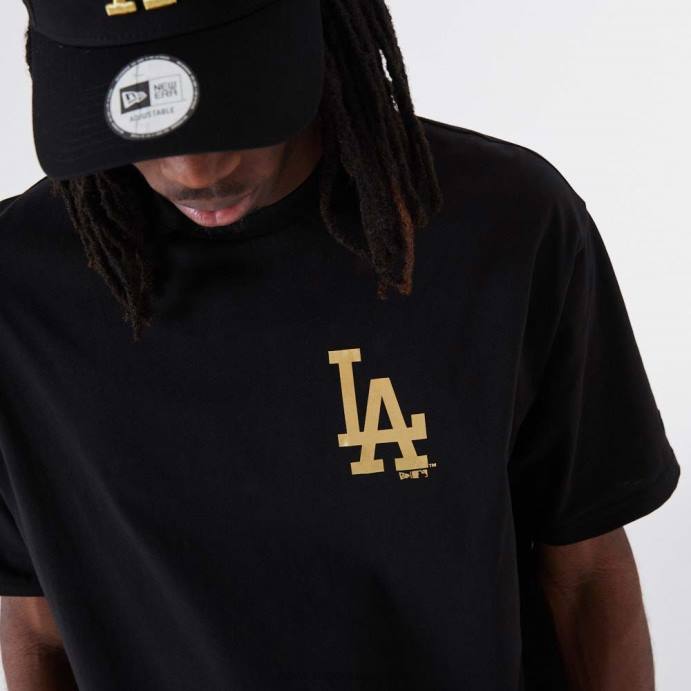 FFTN2905 New Era camiseta preta metalizada la dodgers mlb