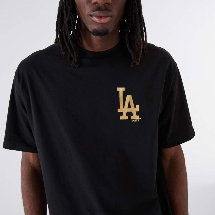 FFTN2905 New Era camiseta preta metalizada la dodgers mlb