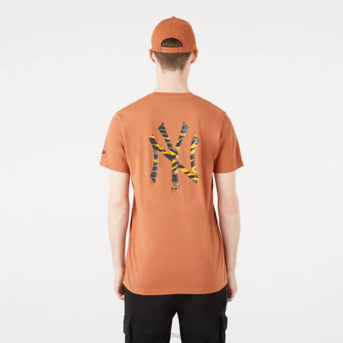 FFTN2909 New Era camiseta marrom com logo camuflado new york yankees