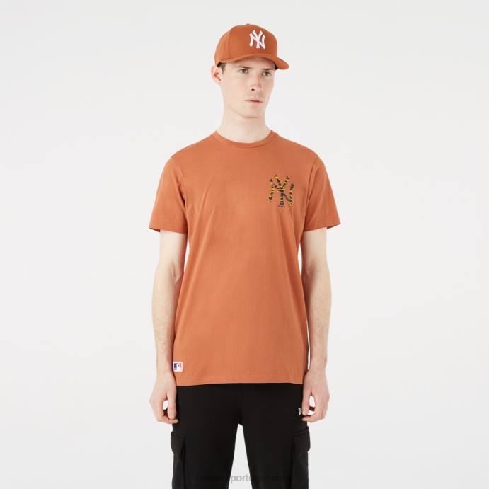 FFTN2909 New Era camiseta marrom com logo camuflado new york yankees
