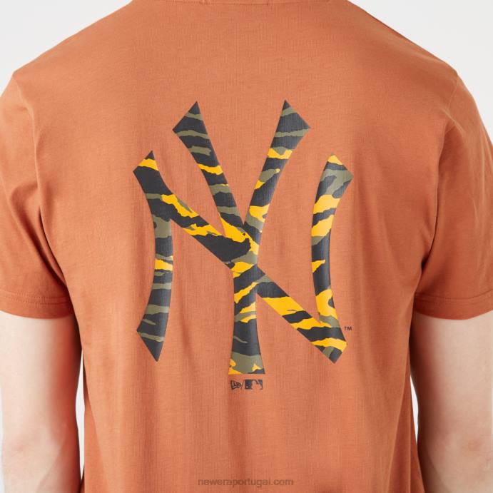 FFTN2909 New Era camiseta marrom com logo camuflado new york yankees