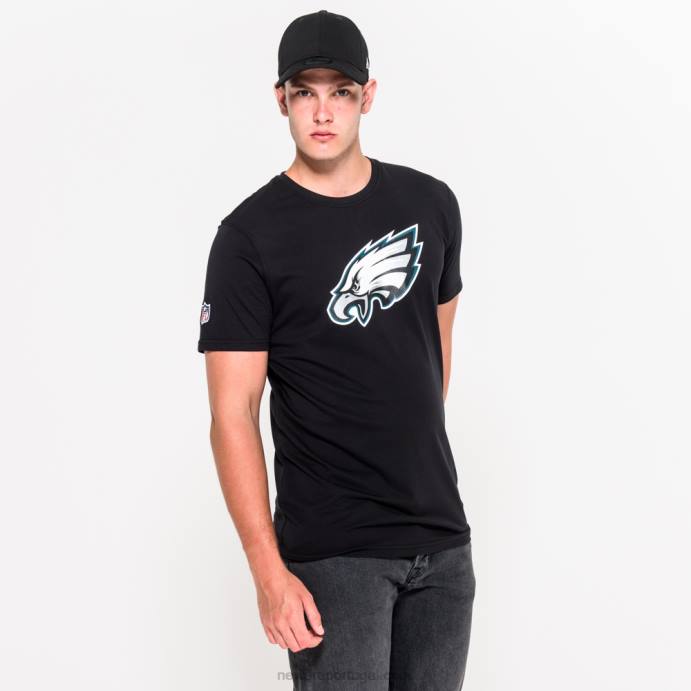 FFTN2910 New Era camiseta preta com logo do time philadelphia eagles