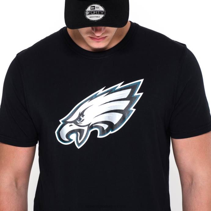 FFTN2910 New Era camiseta preta com logo do time philadelphia eagles