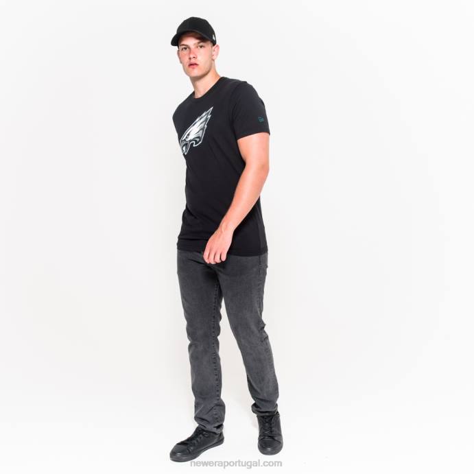 FFTN2910 New Era camiseta preta com logo do time philadelphia eagles