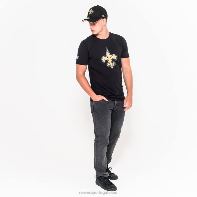 FFTN2911 New Era camiseta preta com logo do time new orleans saints