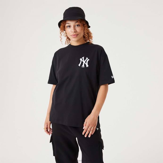 FFTN2913 New Era t-shirt oversized preta com estampa floral new york yankees mlb