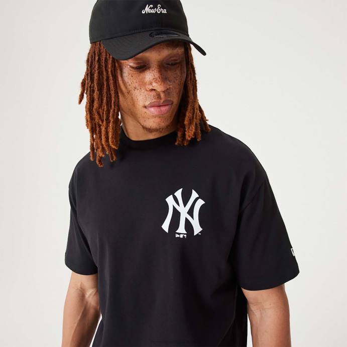FFTN2913 New Era t-shirt oversized preta com estampa floral new york yankees mlb