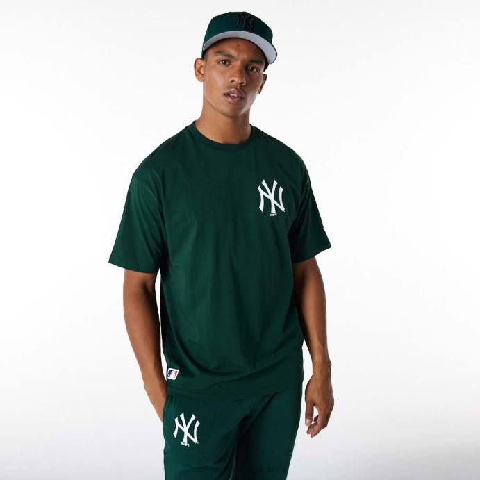 FFTN2917 New Era t-shirt oversized verde escuro new york yankees essentials