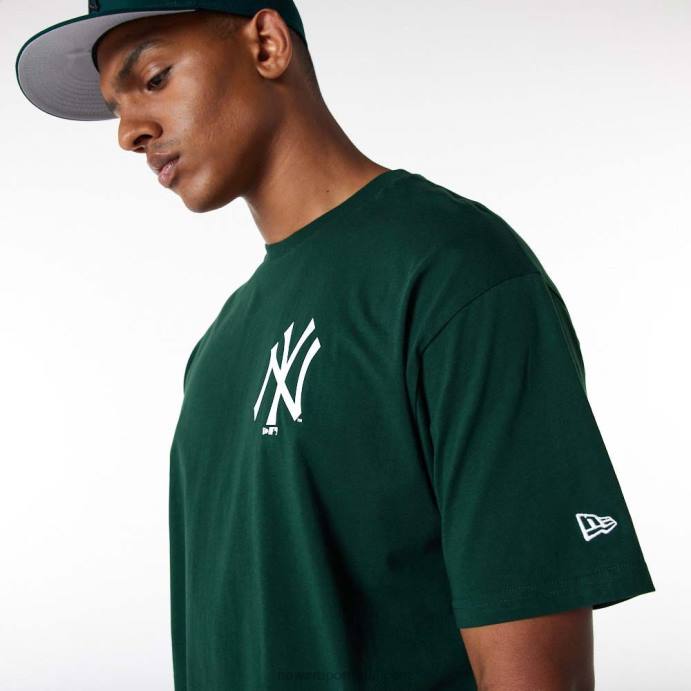 FFTN2917 New Era t-shirt oversized verde escuro new york yankees essentials
