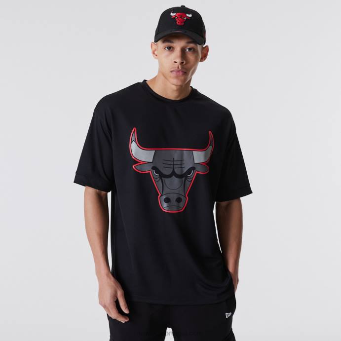 FFTN2918 New Era chicago bulls nba t-shirt malha preta