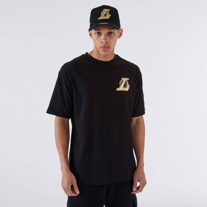 FFTN2919 New Era camiseta la lakers nba preta metalizada