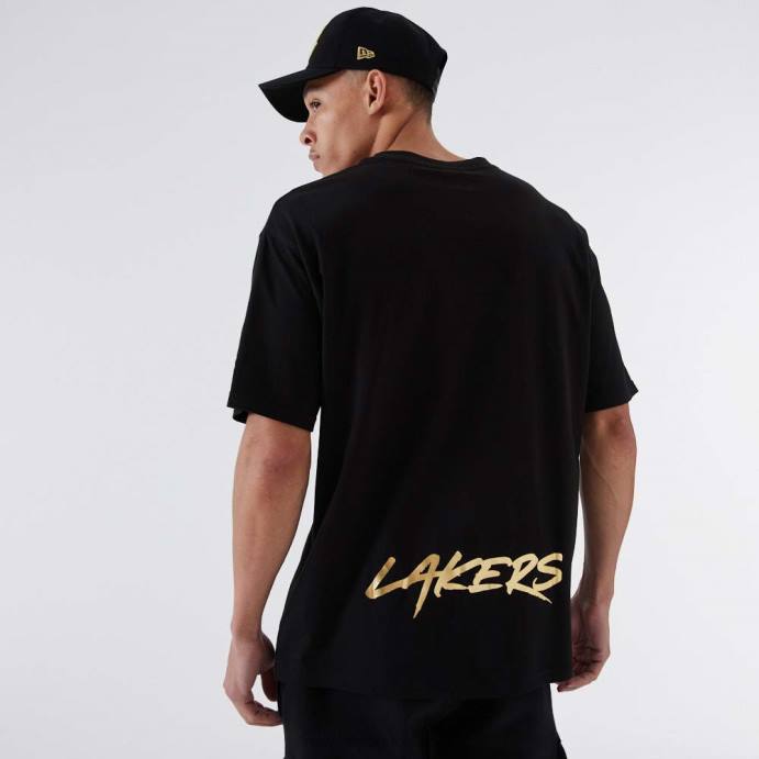 FFTN2919 New Era camiseta la lakers nba preta metalizada