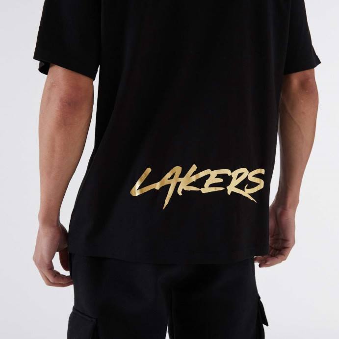FFTN2919 New Era camiseta la lakers nba preta metalizada