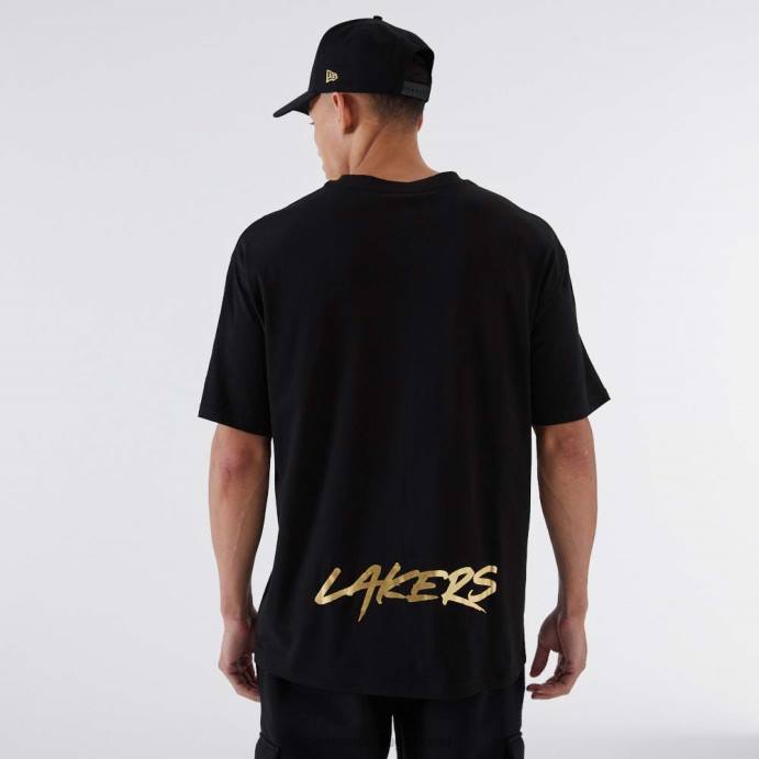 FFTN2919 New Era camiseta la lakers nba preta metalizada