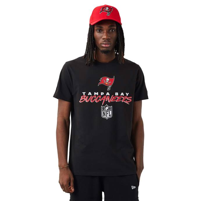 FFTN2921 New Era camiseta preta tampa bay buccaneers nfl script
