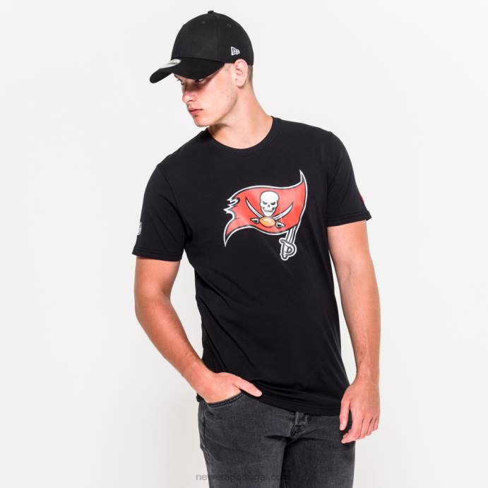 FFTN2924 New Era Tampa Bay Buccaneers Camiseta preta com logo da equipe