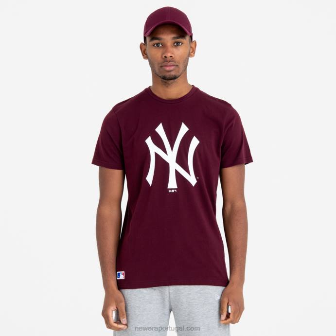 FFTN2926 New Era camiseta marrom com logo da equipe new york yankees mlb